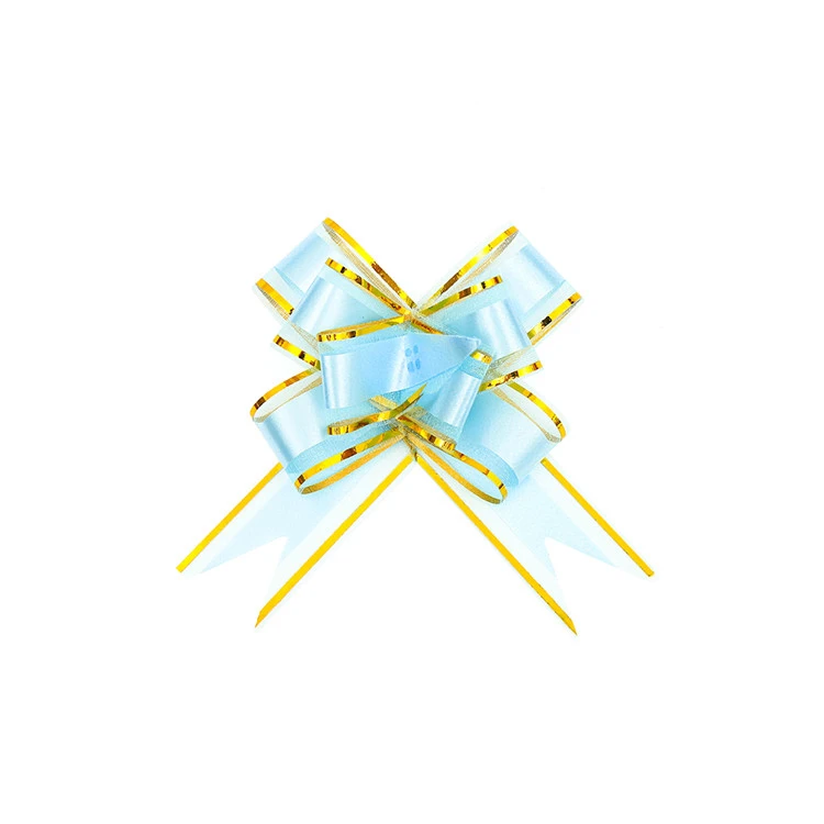 Wholesale Gift Wrapping Christmas Decoration Vertical Pattern Snow Yarn Organza Pull Butterfly Bow Pull Ribbon