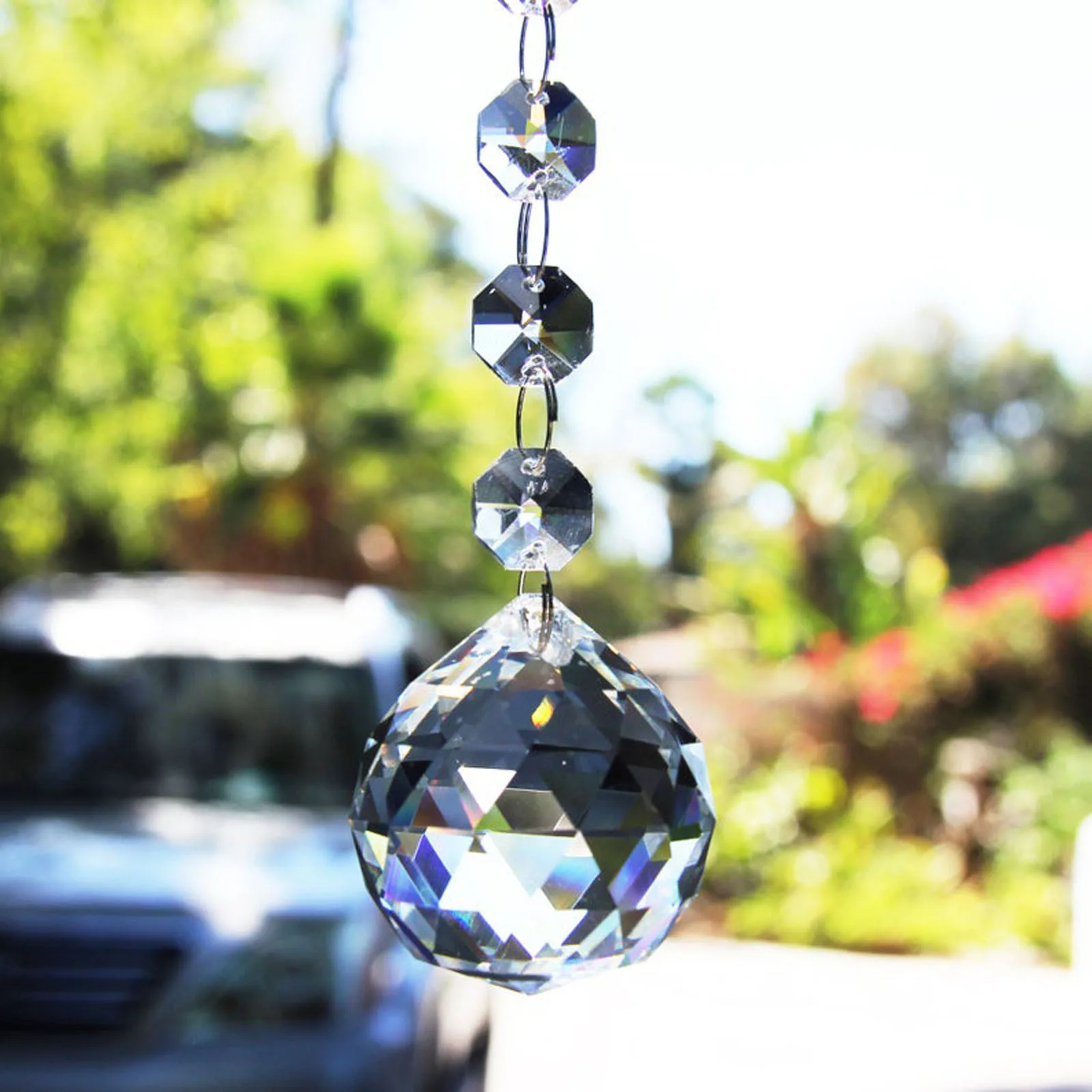 Sun Catcher Crystal Pendant - Clear Hanging Crystals Suncatchers for Windows - Ceiling Outdoor Hanging Decor - Feng Shui Rainbow