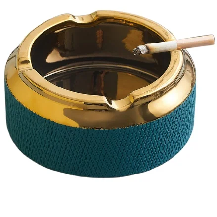 ceramic shell with golden steel base ashtray anti slip  SW200567