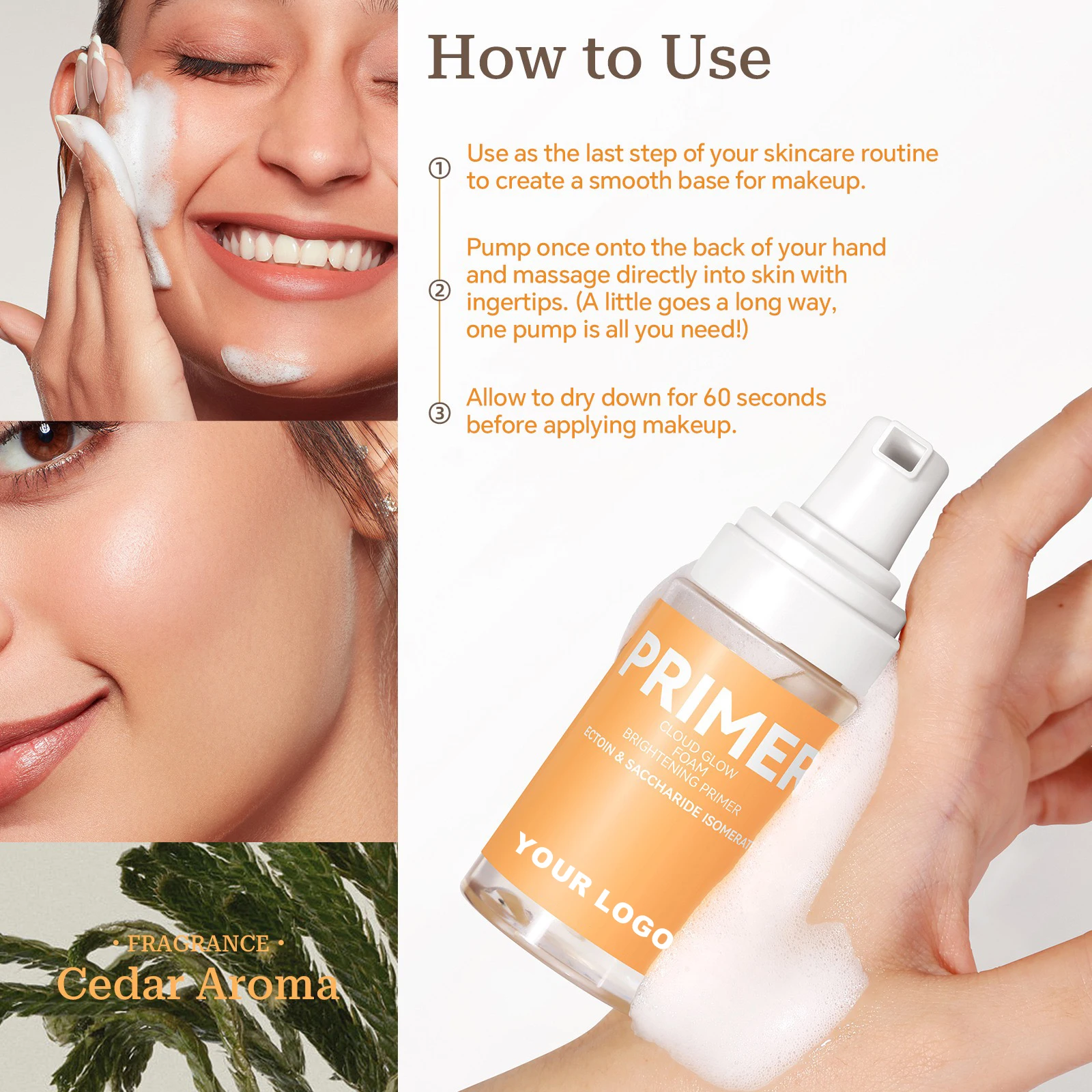 Private label brand  hide wrinkle line  Full coverage face primer base makeup 30ml