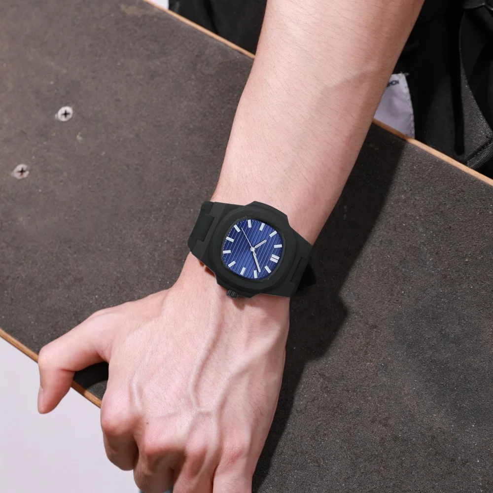 Classic Square Sport Waterproof Luminous Silicone Polycarbon Quartz Watch Custom Online Shopping Mens Style Watches