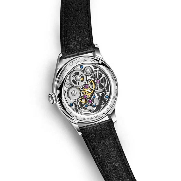 2021 ENLOONG Real Luxury Tourbillon Watches Men with Cocktail Dial 316L Steel Case Sapphire OEM Logo Mechanical Watches Black