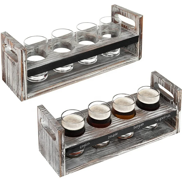 Деревянный поднос для пива в деревенском стиле, стеклянный поднос, поднос для классной доски, деревянный поднос для ручной работы