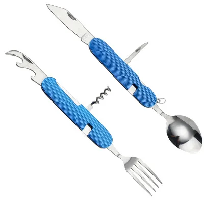 
Stainless Steel Cutlery Set Flatware Folding Knife Spork Spoon For Camping 