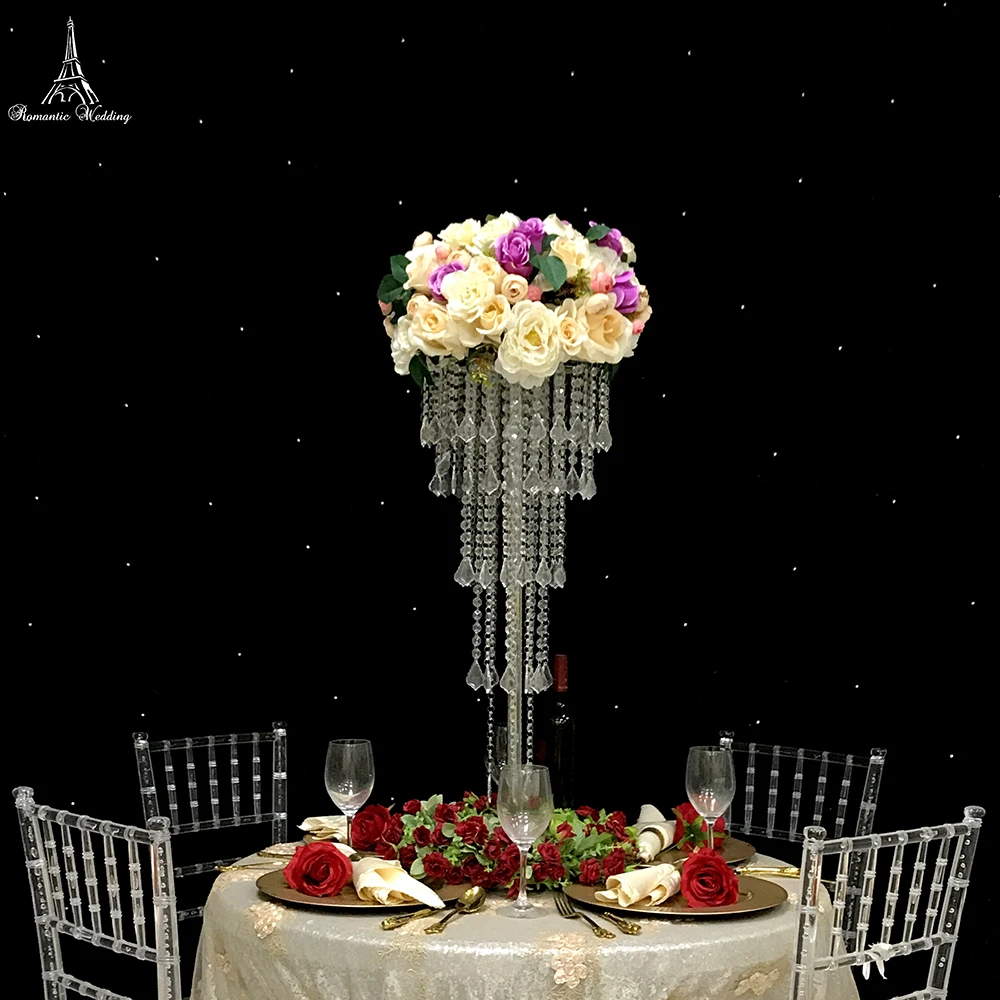Factory Wholesale Tall Gold Acrylic Crystal Chandelier Wedding Centerpieces