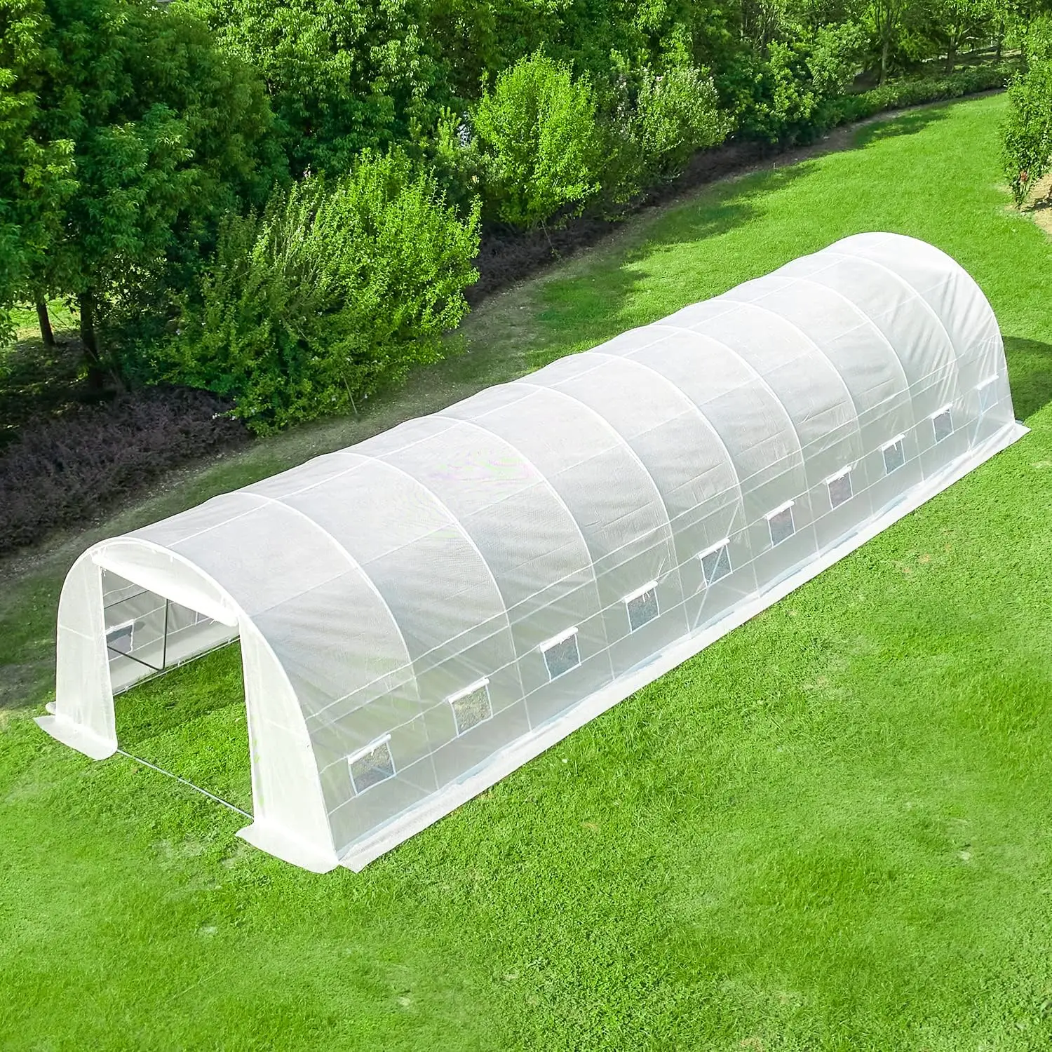 40x12x7.5 Greenhouse, Large Walk-in Greenhouse, Tunnel Garden Plant Hot Green House for Outside Heavy Duty Winter, White