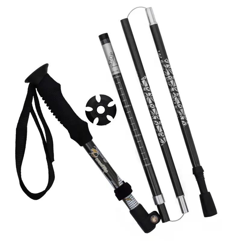 Portable straight handle trekking pole outdoor folding durable trekking pole