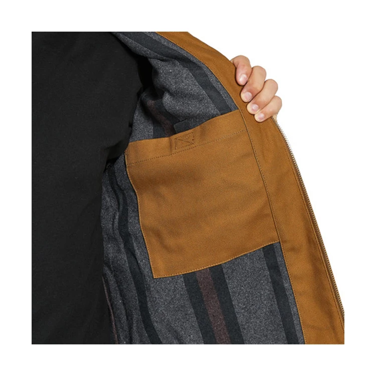 OEM Wholesale Custom  Design Heavyweight Canvas Worker Lined Zipper Up Casual Jackets 100% Cotton Men Work Jacket