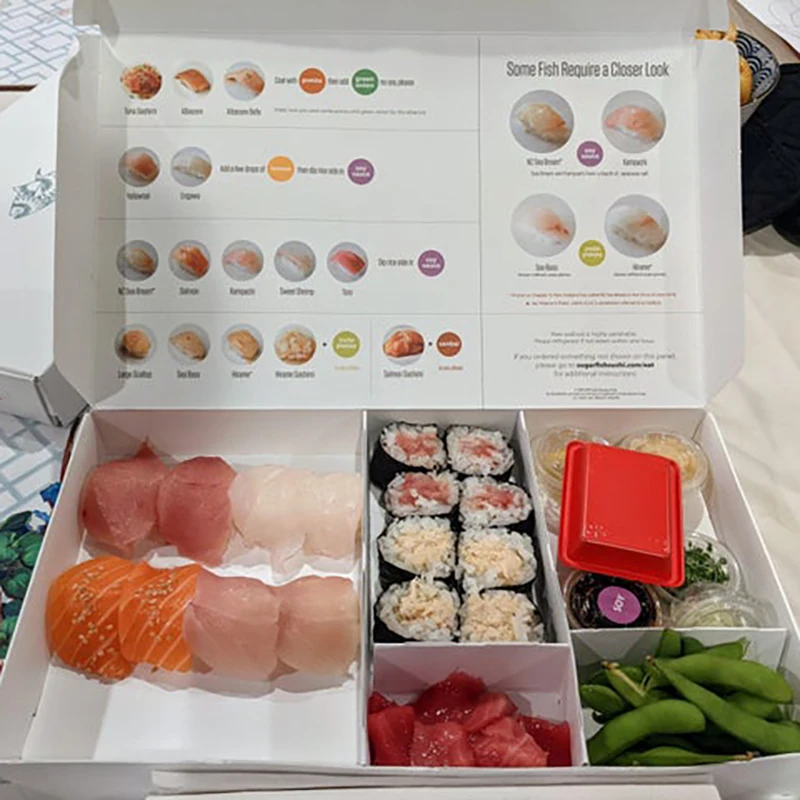 LOKYO wholesale cardboard paper container food packaging disposable custom logo sushi takeaway togo box