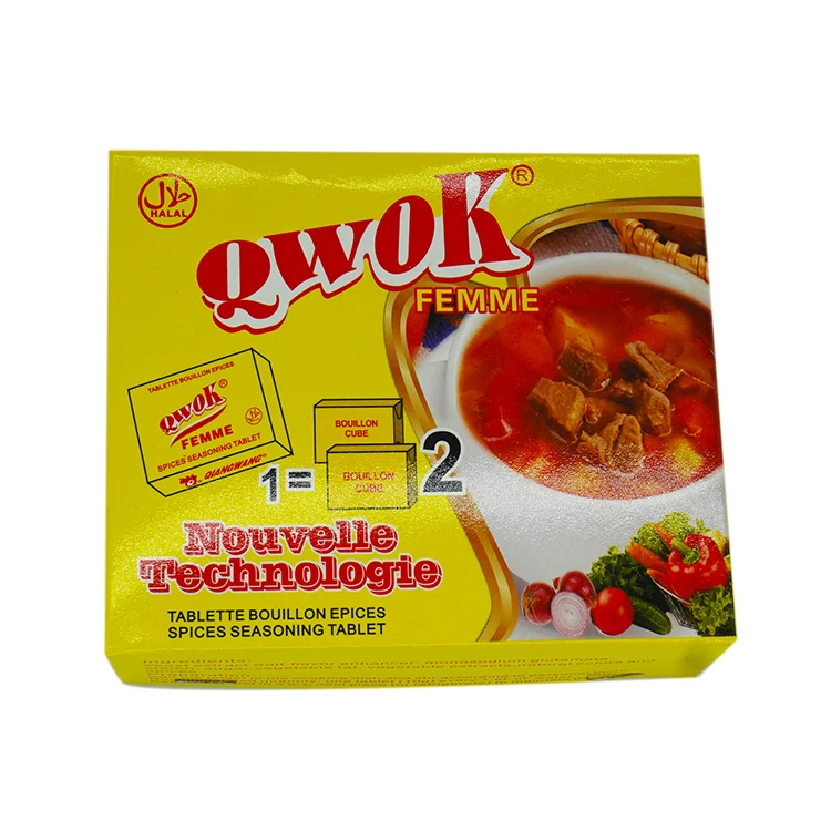 QWOK HALAL Food 10g Chicken Flavor Spice Cube Stock Cube Mixed Condiments All in one with Good Price Cube de bouillon de poulet
