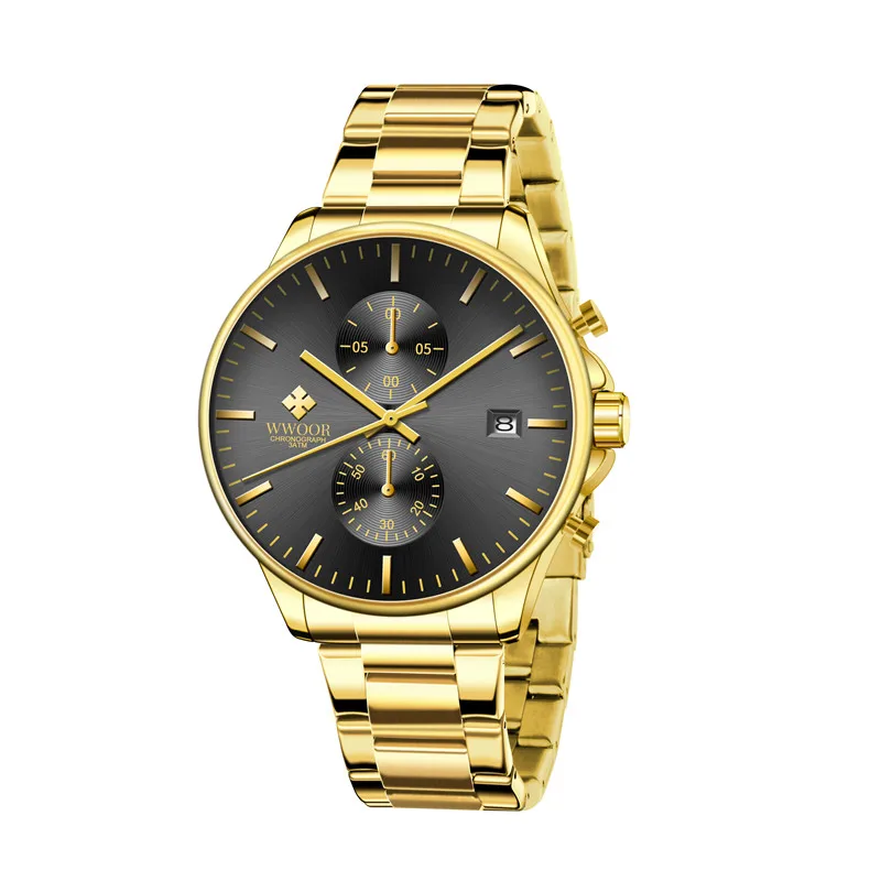 WWOOR 8844 Sport Quartz Men Wristwatch Date chronograph Stop Watch multifunction Watch Luxury Watches For male