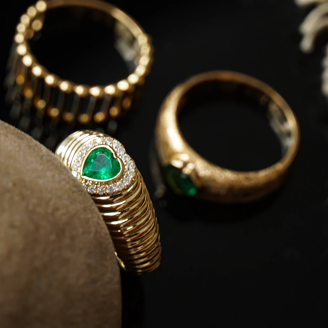 H&F Manufacturer Emerald Heart Cut Ring with Natural Diamond 18K 14K 9K Real Gold Natural Gemstone Fine Jewelry Customize