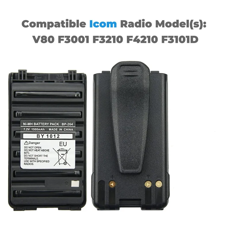 BP-264 7.2V 1500mAh Ni-MH Battery Compatible for ICOM V80 F3001 F3210 F4210 F3101D Radio Replacement Battery Pack