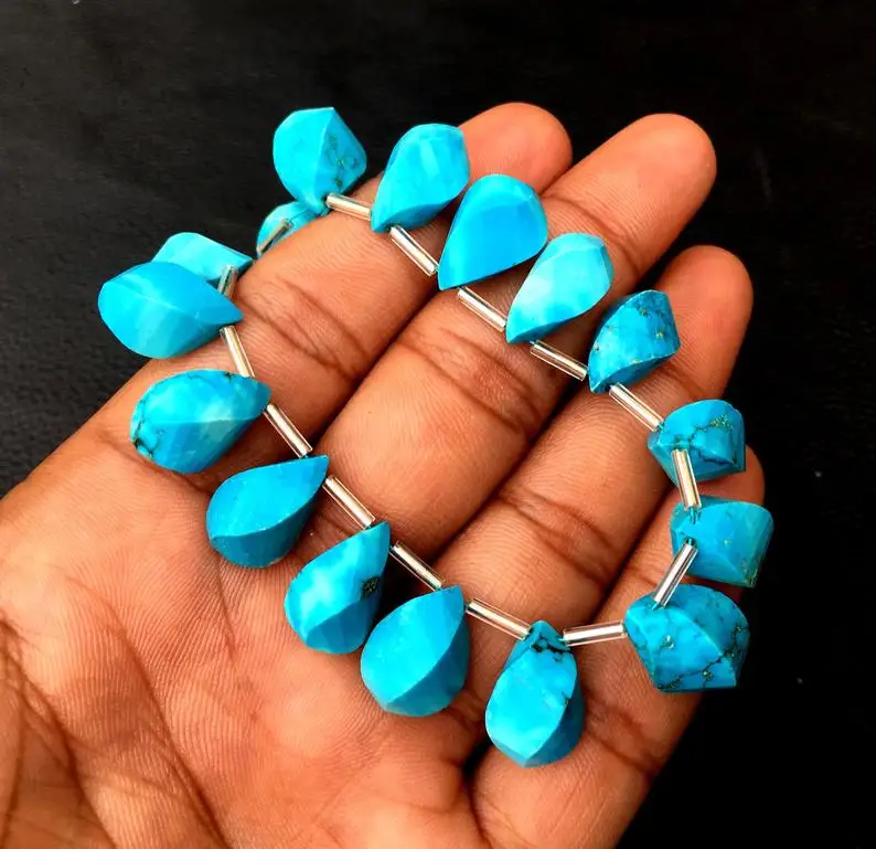 Turquoise Gemstone 21 Pieces Twisted Teardrop Shape Beads 2020 Wholesale Manufacturer Genuine High Quality