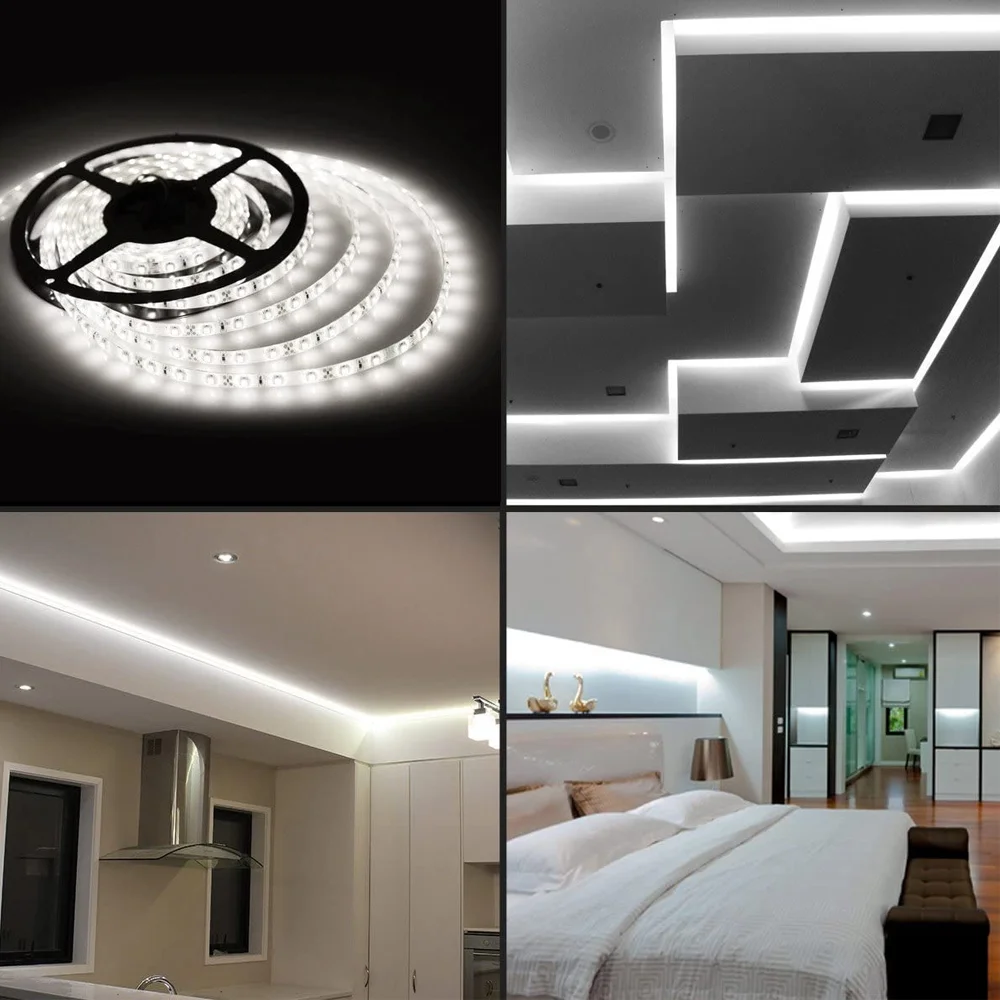 Cold White 5M 3528 SMD 300LEDs Flexible Strip Tape Light 60LEDs/M Ribbon Lamp DC 12V 16.4Ft For Home Decoration
