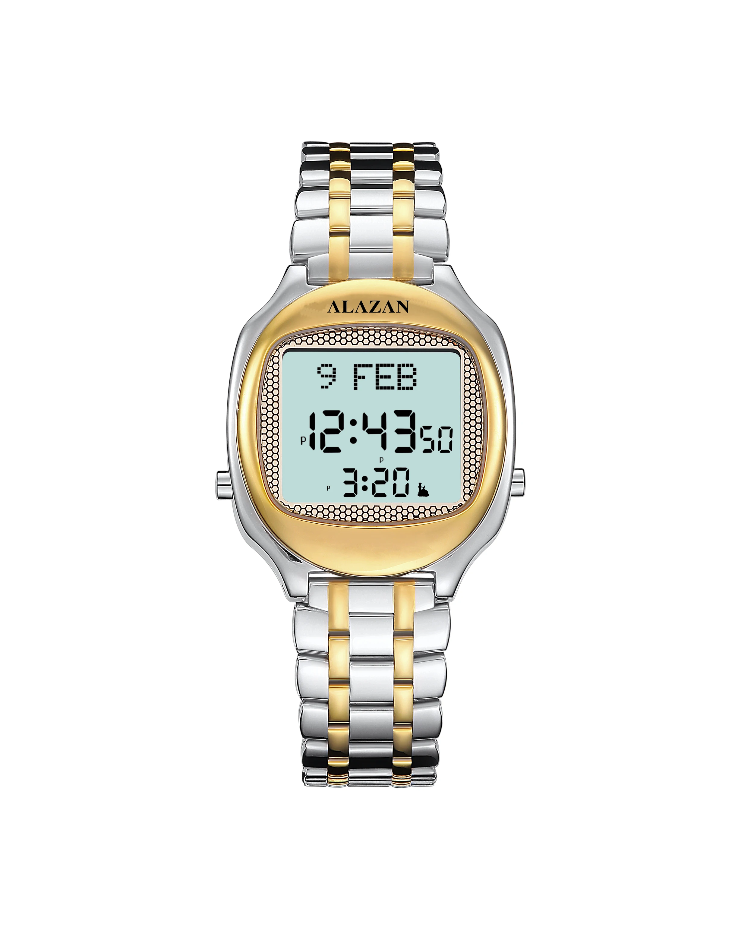 Azan wrist watch Muslim religious Holy Quran Hijri calendar Qibla compass waterproof watch setting hijri calendar