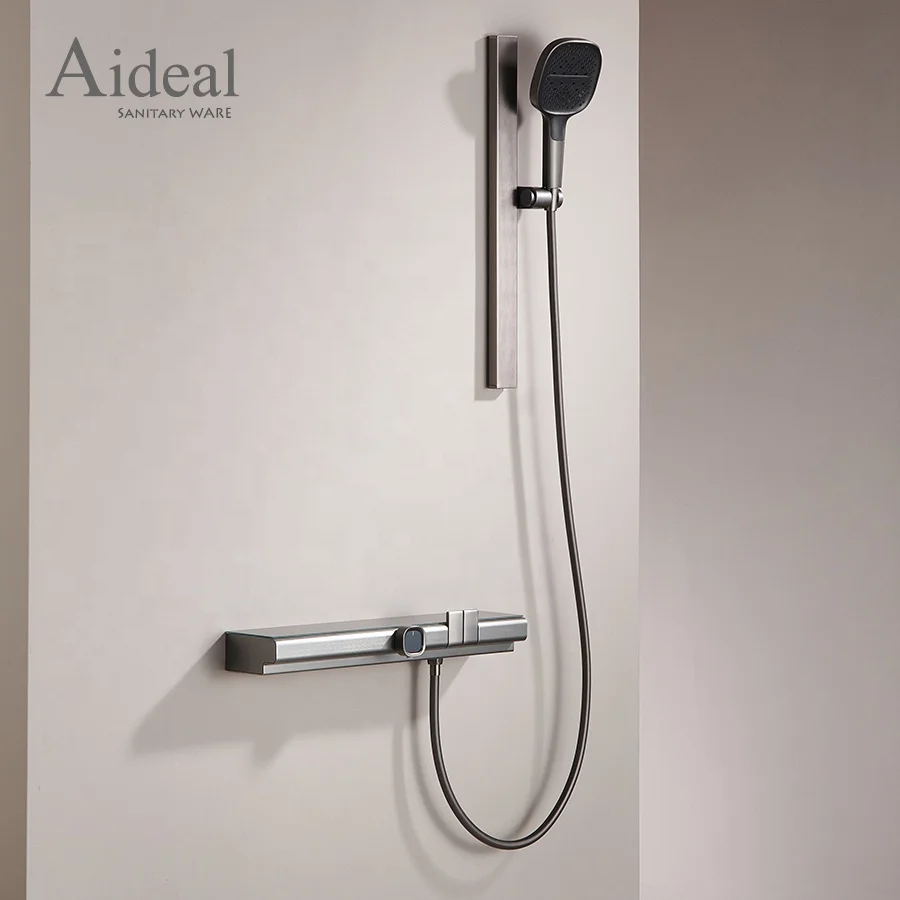 Aideal новый уникальный дизайн светодиодный свет цифровой дисплей Большая полка для хранения ванны и термостатический набор душа
