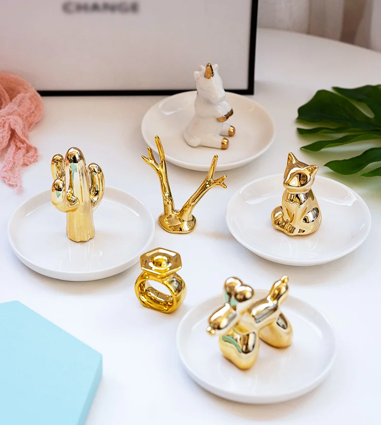 Nordic Cosmetics ring tray Decorative ceramics Jewelry tray Hotel Wedding decorative  decorative cane trays
