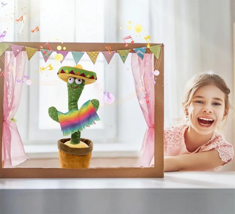 120 Songs Cute Stuffed Flowerpot Twisting Dancing Cactus Doll Talking Singing Music Dancing Cactus Plush Toy