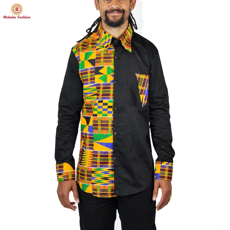 High Quality Competitive Price Turkey Ankara Mens 100% Cotton Clothing Men African Kente Shirt