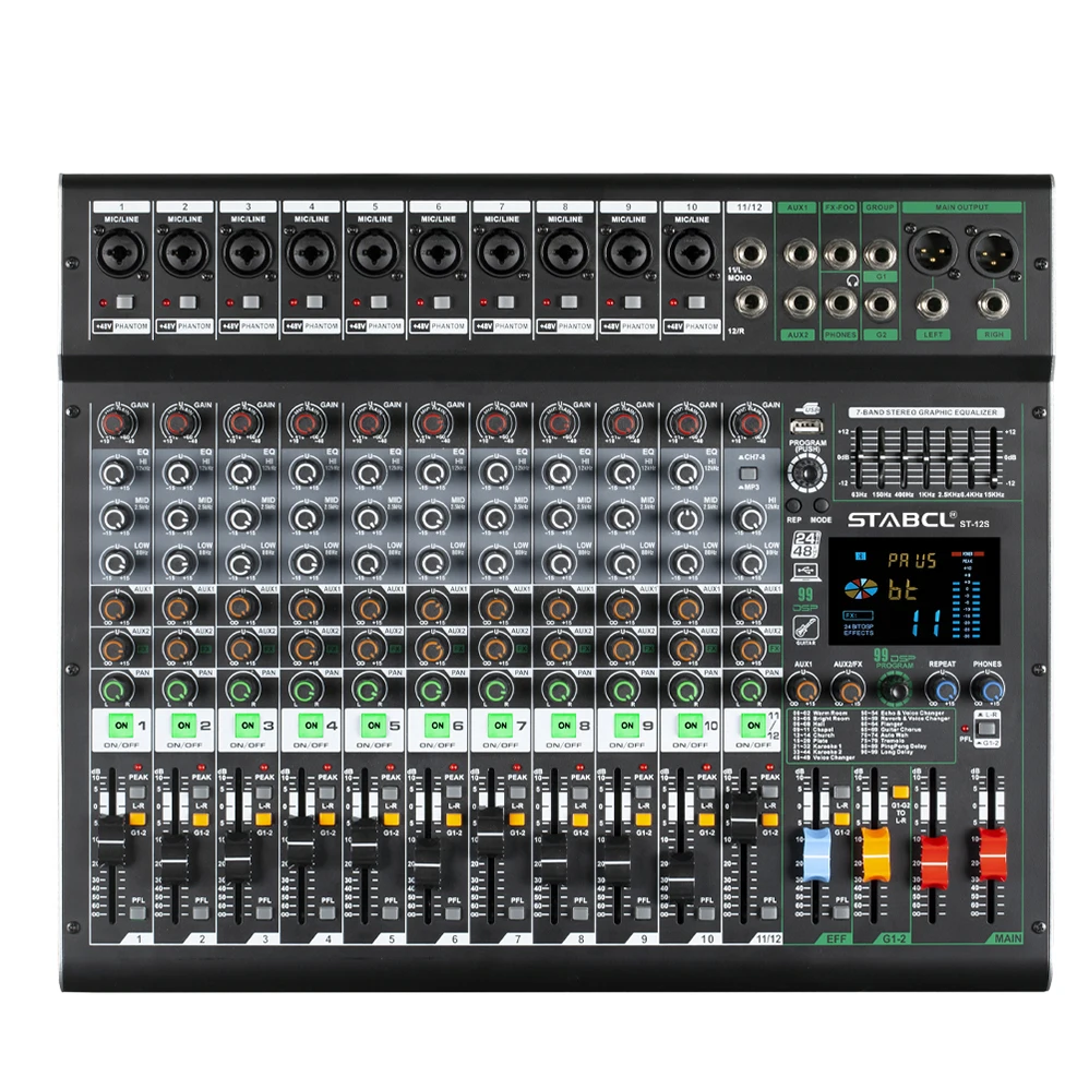 Professional 12 Channel Mixing Console Audio Sound Cards Mixers  controller/Audio Console Mixer