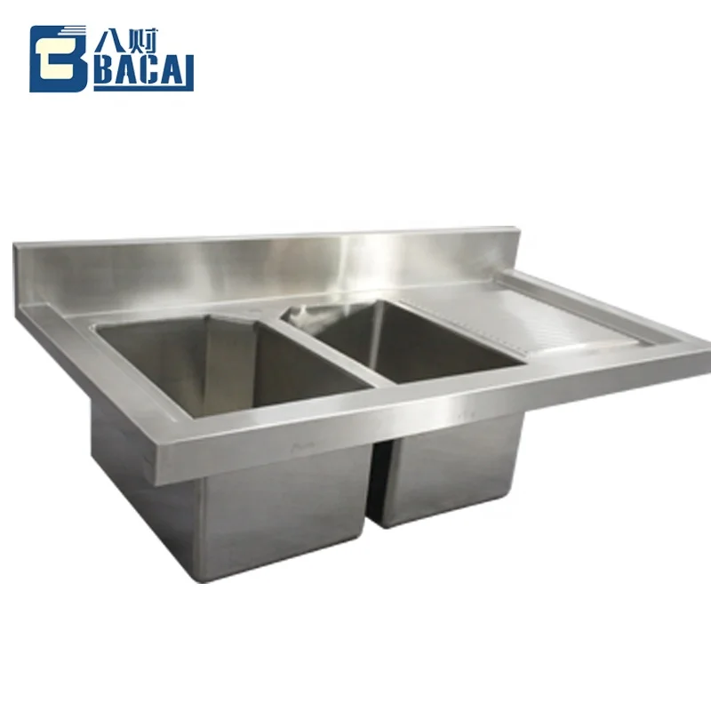 Double Bowl Thickening With platform Stainless Steel Kitchen Sink  for restaurant Commercial customization