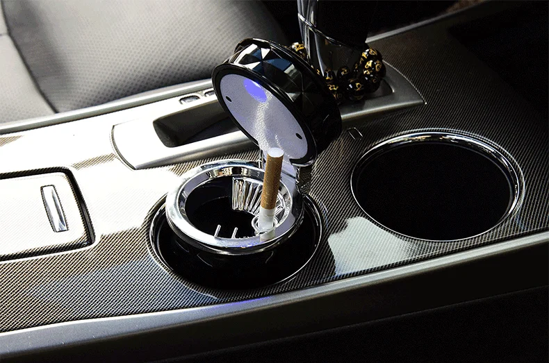 Cars Ashtray with Luminous LED Lights Auto Ash Tray Container Cars Smoke Cup Holder Box for Auto Interior Supplies