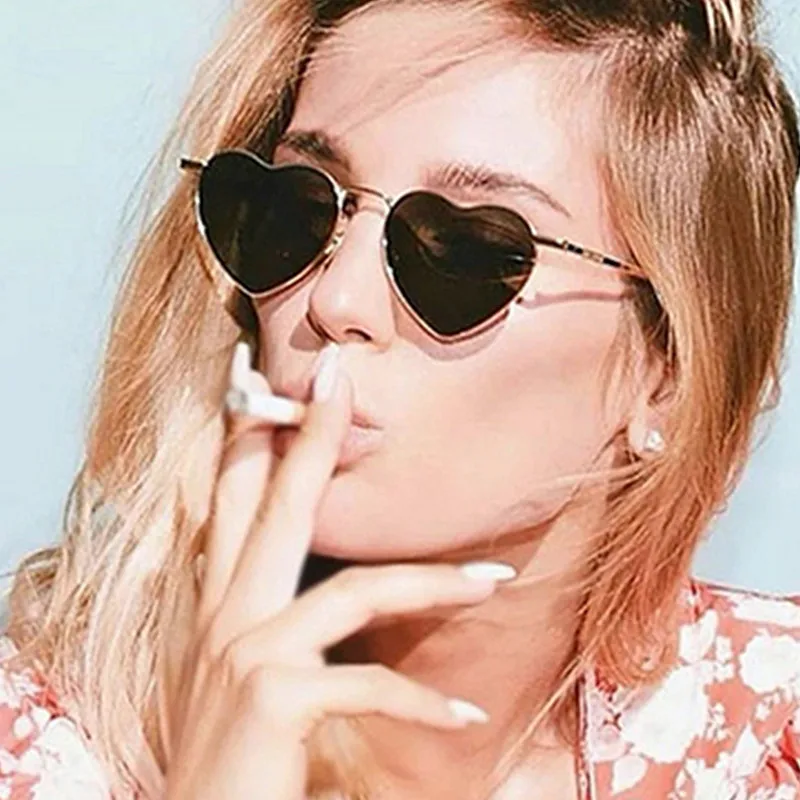 Custom Logo Vintage Metal Polarized Sunglasses For Driving UV40 Colorful Mirror Shades Punk Heart Sun Glasses For Women