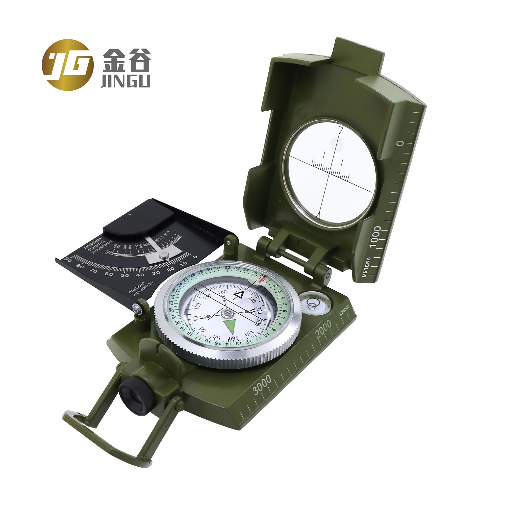 Factory Wholesale K4074 Multifunctional Luminous Belt Slope Meter American Compass Portable Metal Compass Camping Accessories