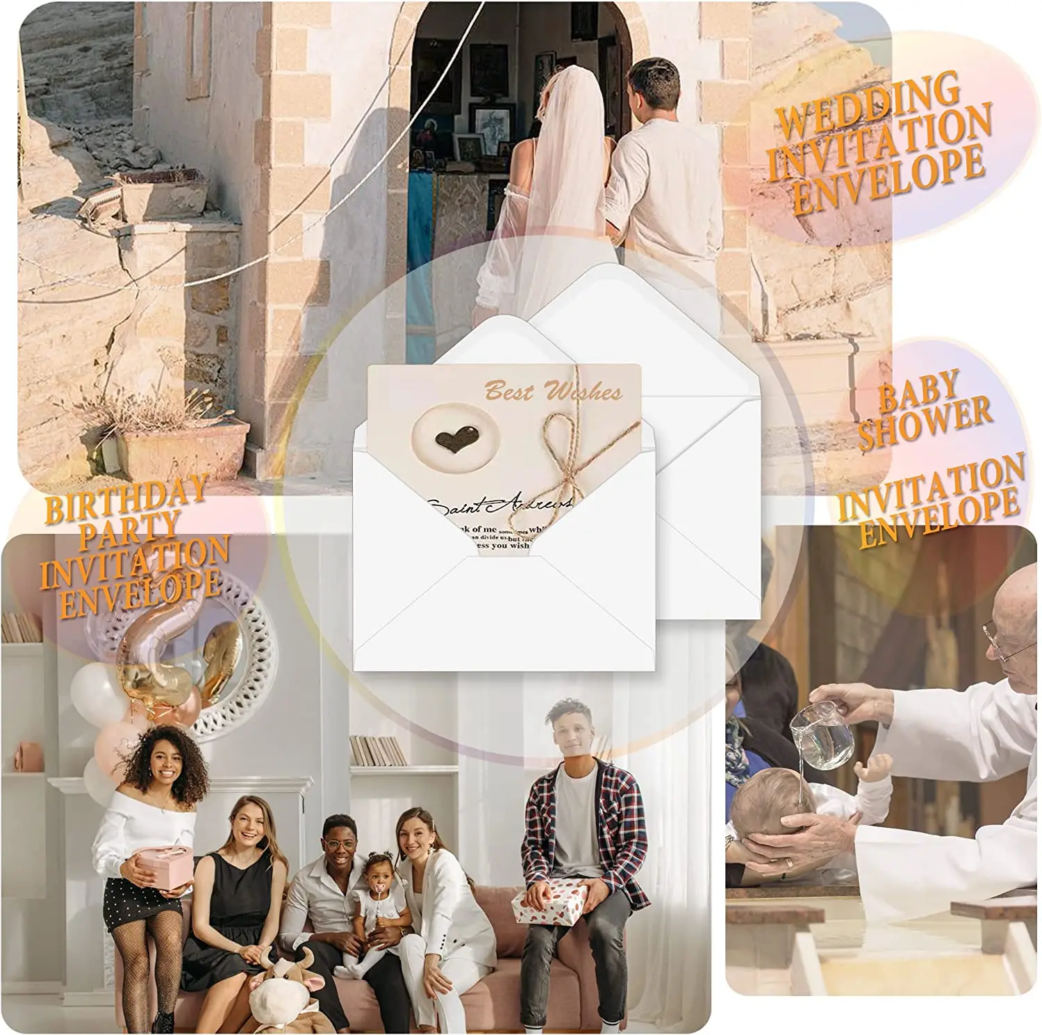 Конверт яркий A7 5 1/4x7 1/4 дюйма, белая бумага для приглашений