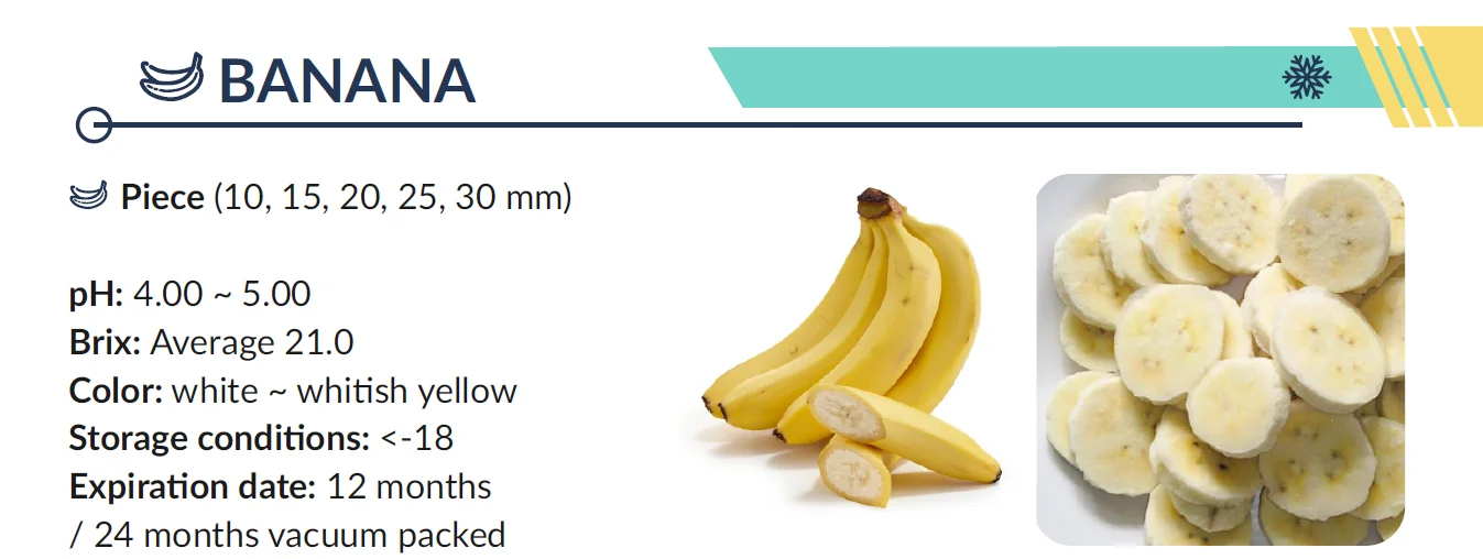 Good Quality Frozen Fruit Vacuum Packed Organic Processed IQF Freezing Process Dices Slices Banana From Vietnam