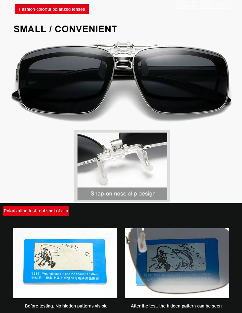 Clip On Sunglasses Mirrored Clip-On Flip Up Polarized Lens For Prescription Glasses