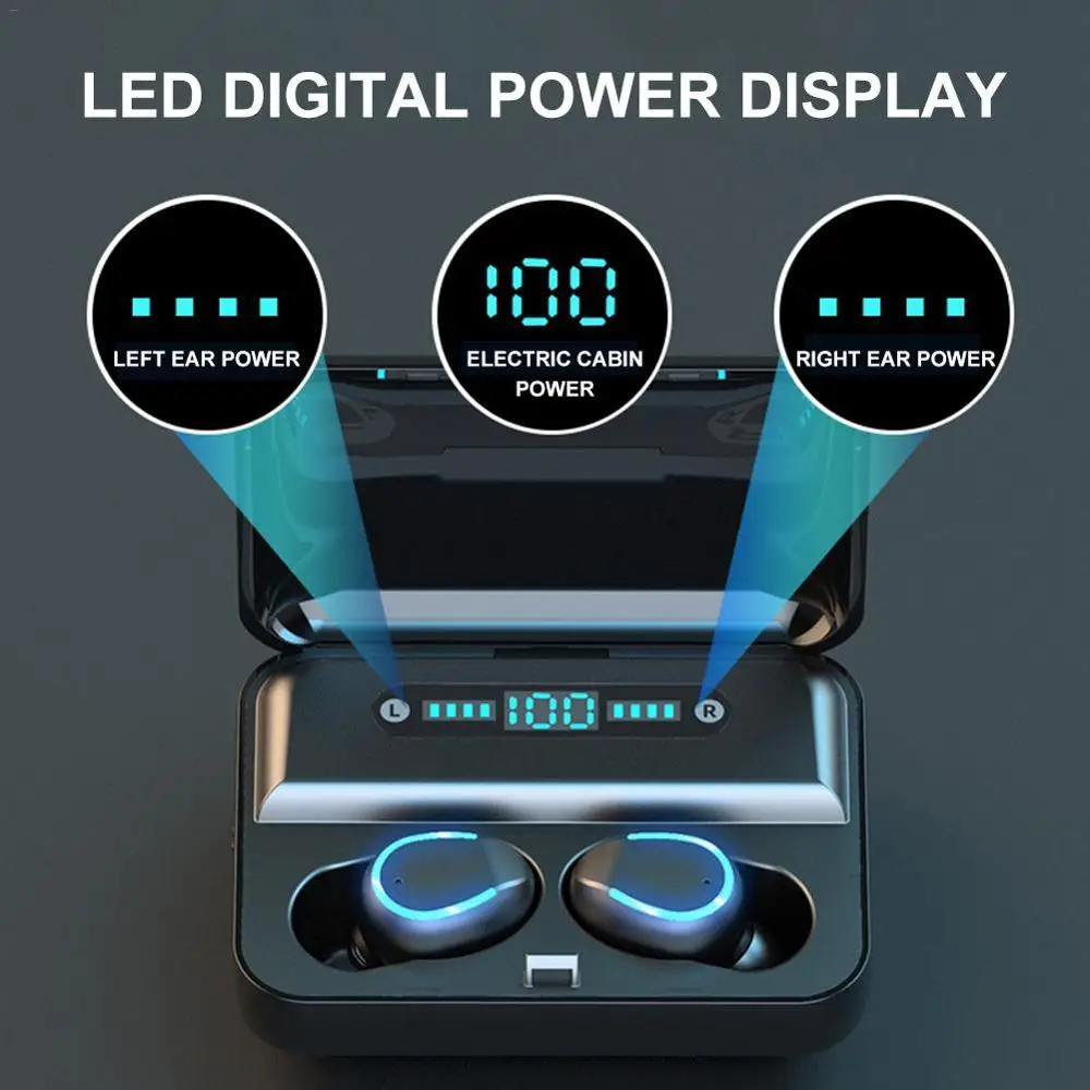 Earphones for airpod Mini LED Display Headphones with Microphone Stereo Sound waterproof Earpiece Wireless Hidden Sport Headsets