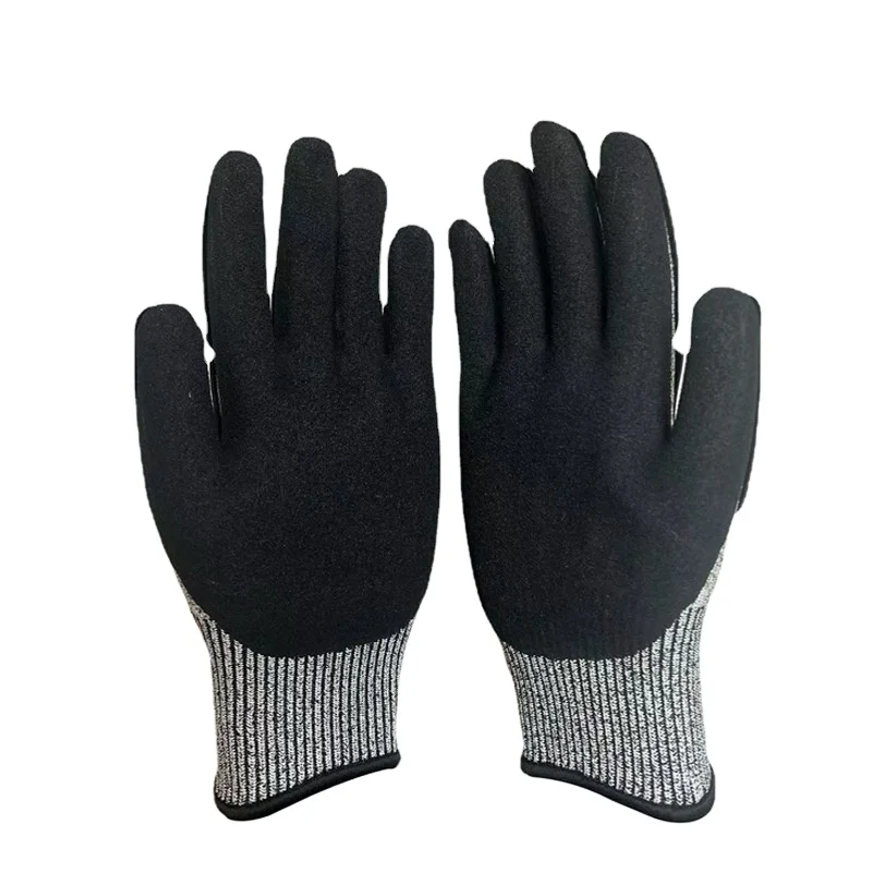 UT ANSI CUT A5 TPR Hppe Pu Palm Coated 5 Cut Resistant Gloves Anti Impact Safety Work Gloves Anti Vibration Oil-proof Gloves