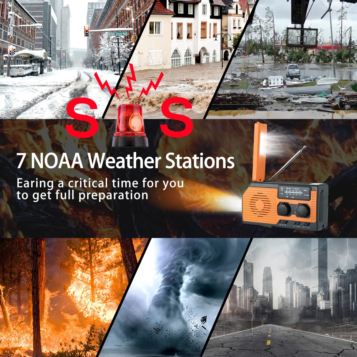 Amazon Top One Selling Portable Hurricane Survival Weather Radio With Led Flashlight