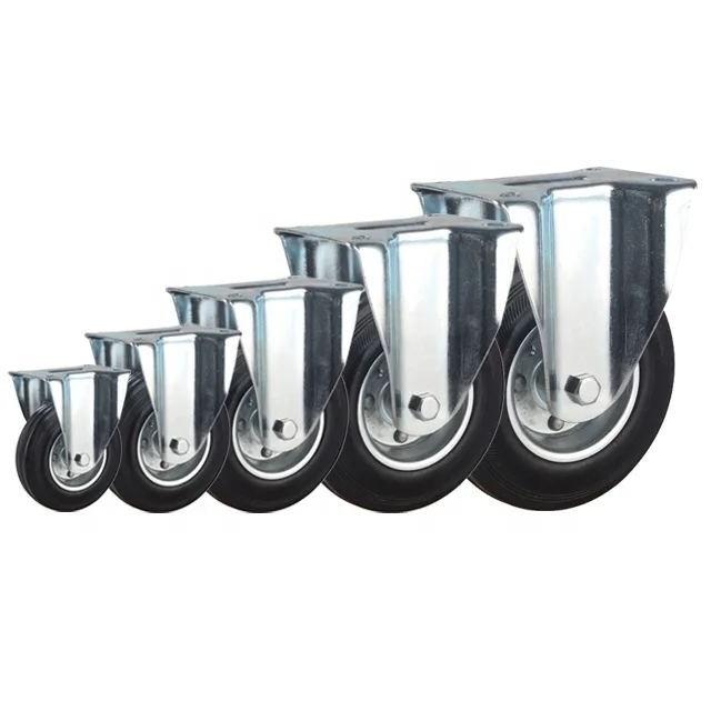 3 to 8 inch size castor solid rubber material wheel zinc plated bracket European standard swivel&rigid industrial caster wheel
