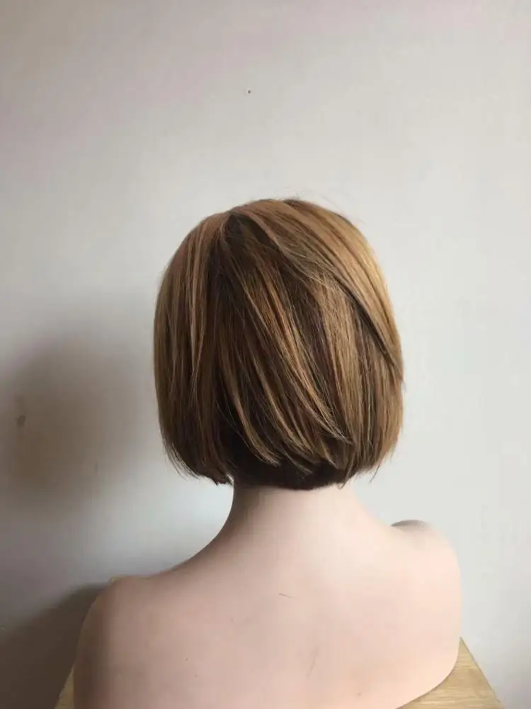 
High Quality No Chemical Kosher Wigs Short Bob Human Virgin Hair Ombre Color Lace Front Wig 