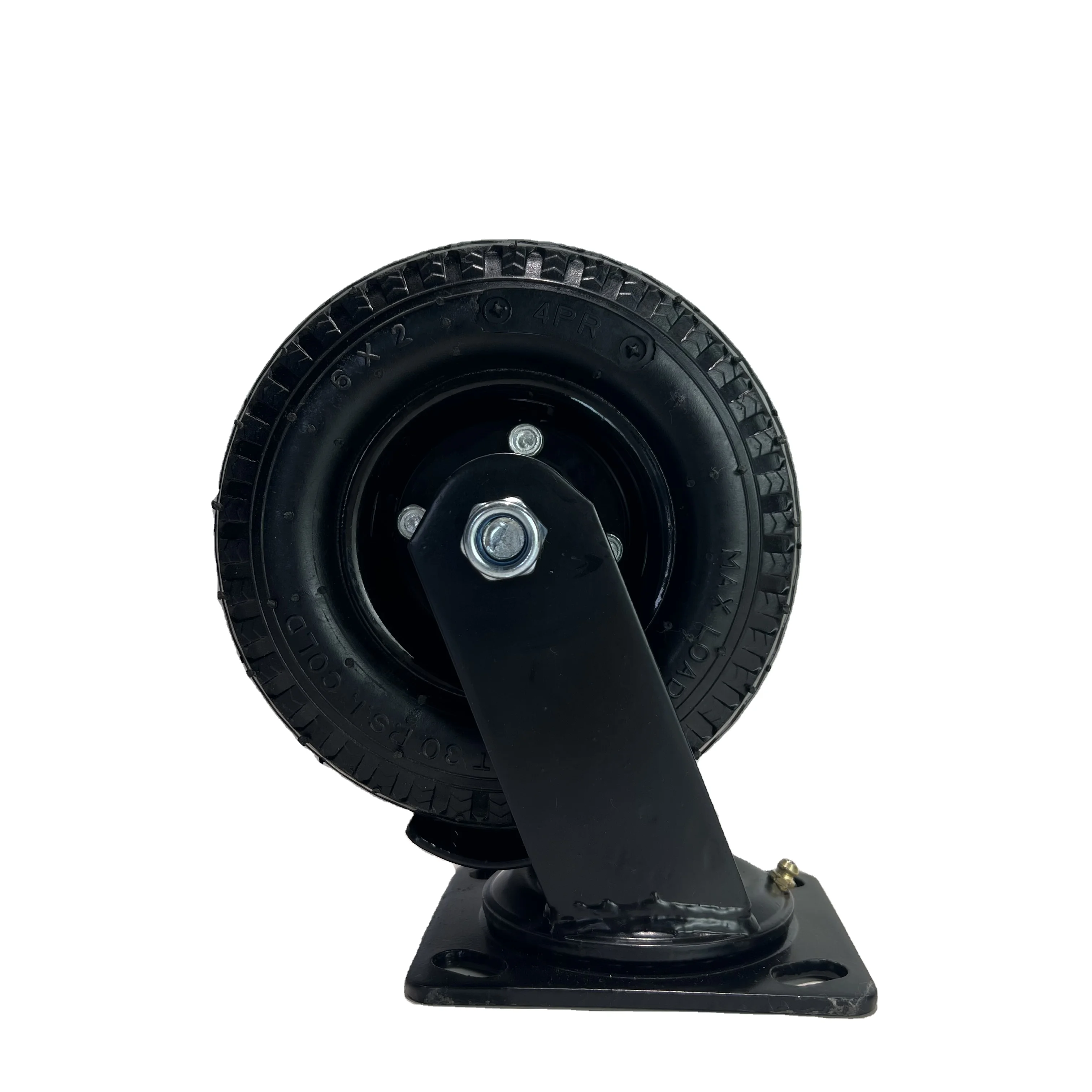 New 6*2 6 Inch swivel fixed Casters solid PU Wheel  Flat Free Industrial wheelWith Side Brake For Trolley Hand Cart