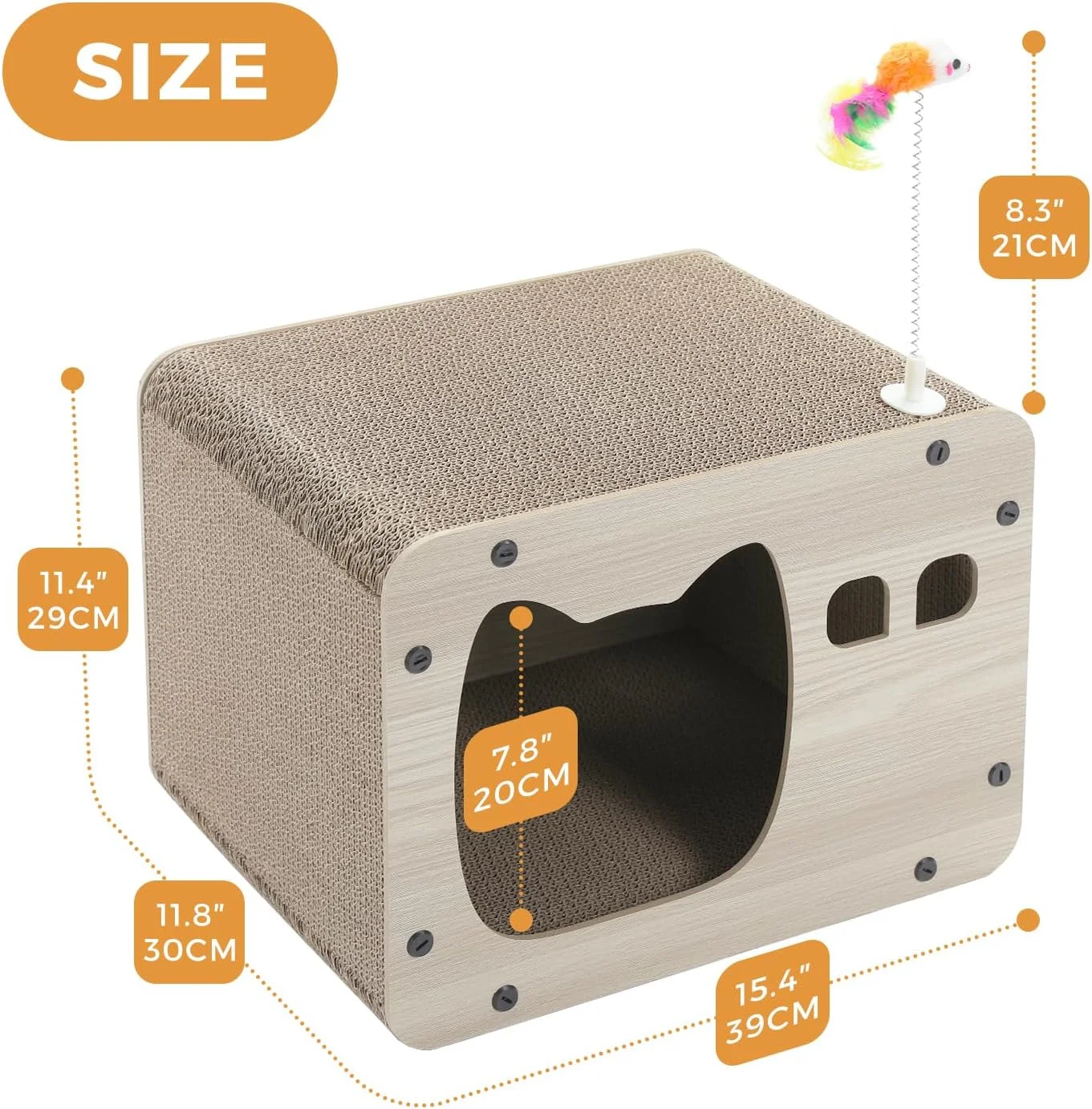 MOWE LOVE Cat Scratcher Board картонная гофрированная 2 в 1 универсальная Когтеточка с пружинной игрушкой-мышкой для домашних кошек