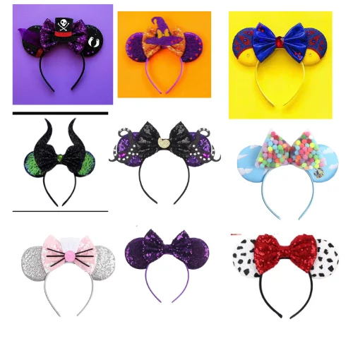 2024 Halloween Decorations Party Supplies Cartoon Mouse Ears Hair Hoop Girl Skull Ghost Women cheap Glitter Mickey Ears Headband