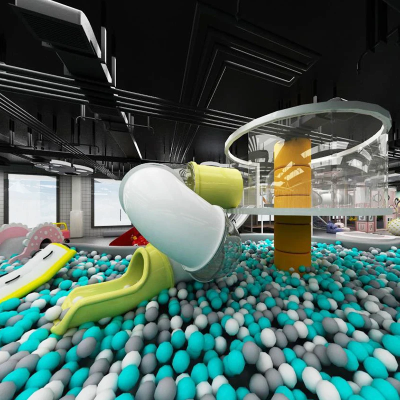 Kids Plastic Candy Indoor Amusement Park Equipment Small Playground Merry Go Round Interactive Custom Slide