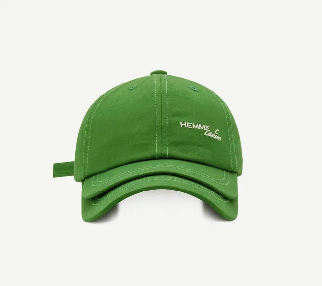 Custom Double Billed Green and White Baseball Caps