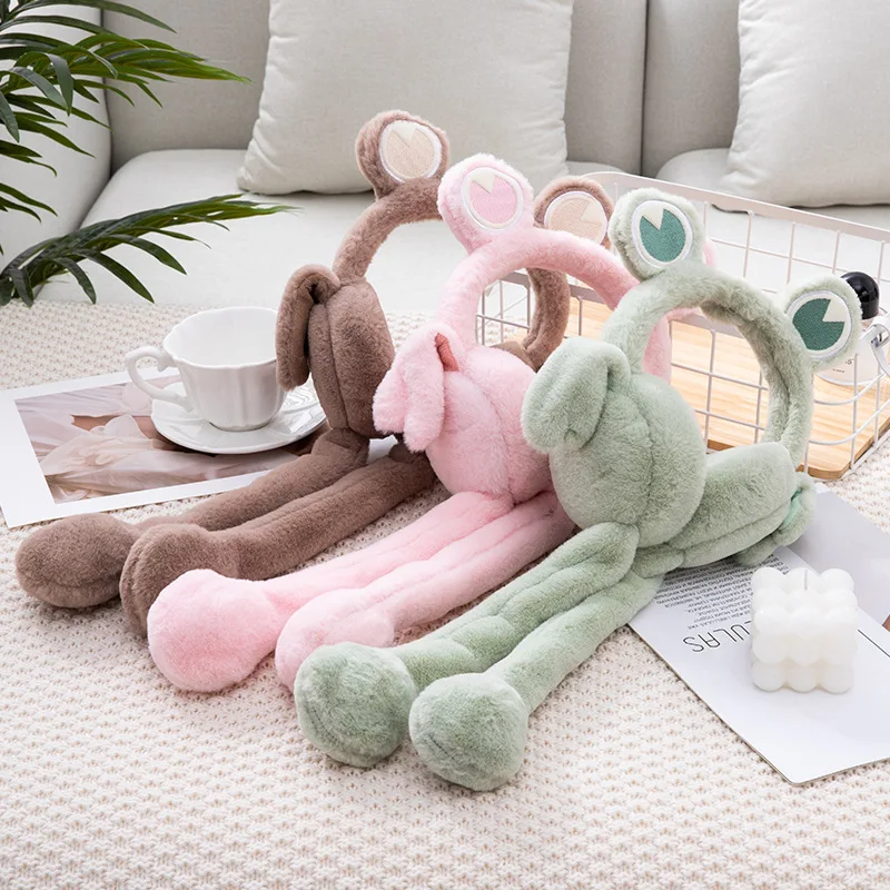 Autumn and winter new furry warm movable earmuffs solid color cartoon cute thick furry earmuffs for women