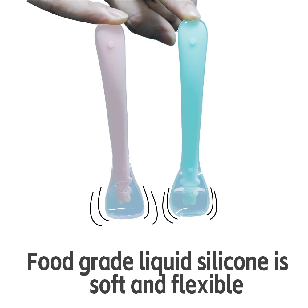 Wholesale Baby Toddler Food Grade Spoon Kids Baby Silicone Spoon  with Storage Case Box Travel Feeding Spoons