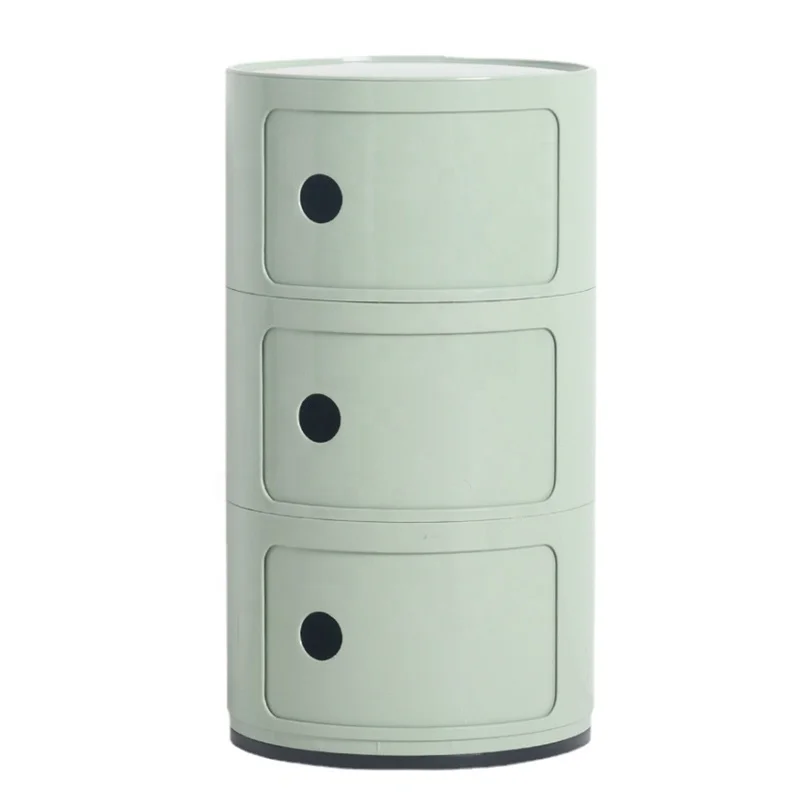 Morezhome high quality plastic round bedside table storage cabinets with three elements