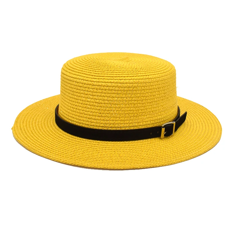Wholesale unisex straw cowboy hats grass  sun hats solid straw fedora hat