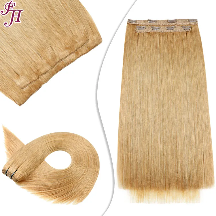 FH Double 300g Human Hair Extensions Clip In Customize #21 Silky Straight Brazilian Virgin Hair Clip In Extensions