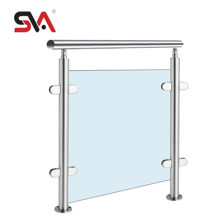 Modern Balcony Railing Glass Fittings Stainless Steel Glass Balustrades Handrails Single Double Edge Glass Guard Rail Column
