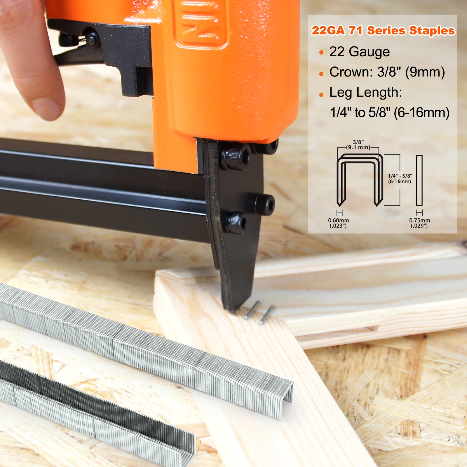 N7116  22 Gauge 3/8' Crown 6-16mm leg Pneumatic Upholstery Stapler Upholstery staple gun Carpet 7116 Fine Wire Stapler