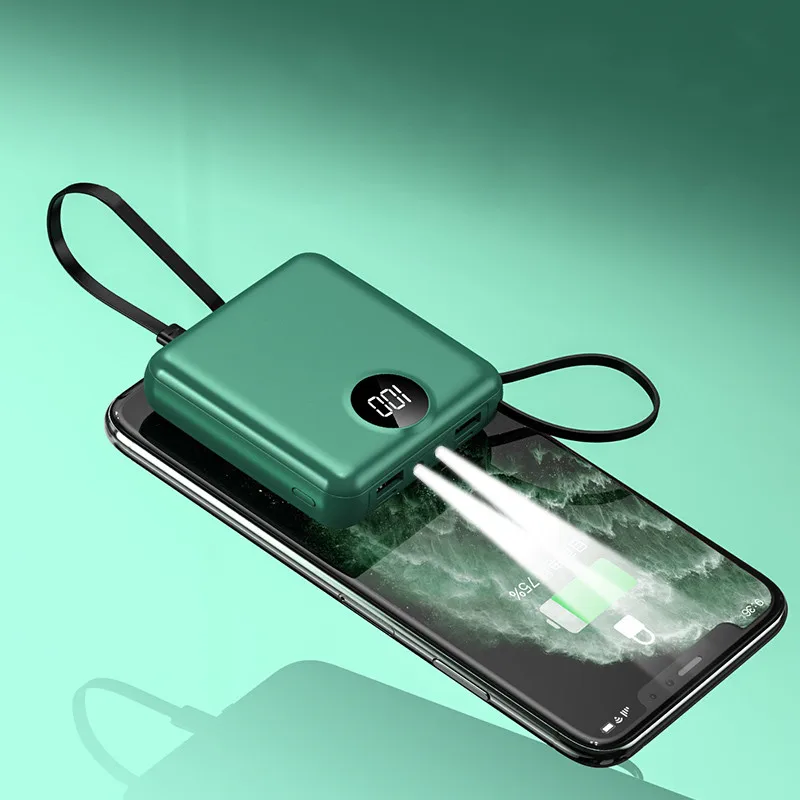 Top Selling 2022 custom logo External Battery USB Power Station 10000mAh 2A Portable Mobile Phone Charger with cable Power Banks